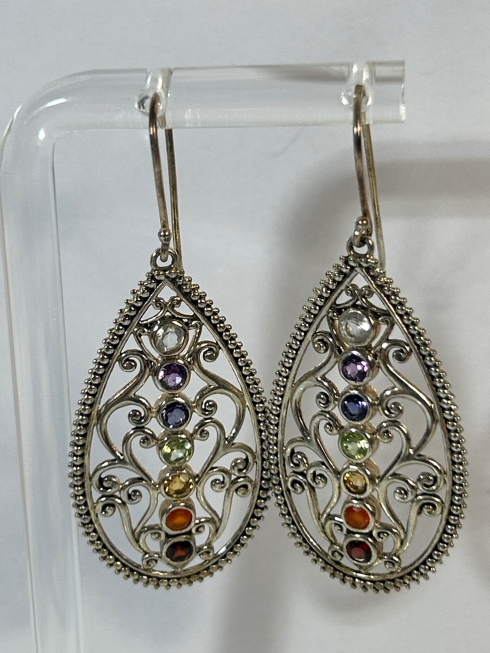 NWOT Sterling Silver Genuine Multi Gemstone Designer Earrings